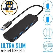 USB 3.0 Hub 4-Port Adapter Charger Data SLIM Super Speed PC Mac Laptop Desktop