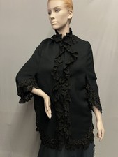 1870  s Black Dolman Cape Trimmed In Lace And Beads