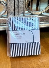 NEW Pottery Barn Modern Baby Black White Jersey Stripe Crib Sheet NWT