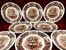 Fair Winds Friendship Of Salem Set Of 8 Dinner Plates 10 1/2" England