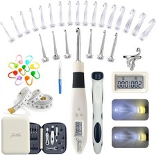 24-Piece Light-Up Crochet Hook Set with Digital Stitch Counter, Rechargeable