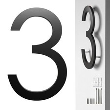 8 Inch Black House Number 3 for Outside   Modern Floating Address Numbers,