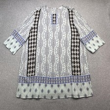 J Jill Dress Womens 3X Blue Paisley Crinkle Boho Rayon Shift Tunic Casual