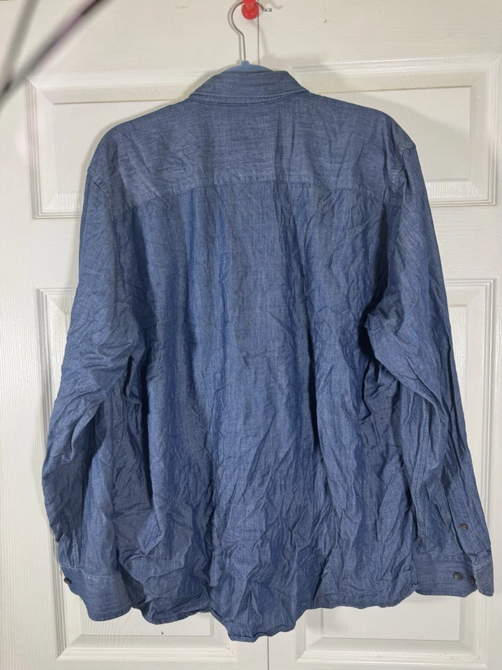 Johnson & Murphy Camisa Denim Azul Marino Talla XL Hombre Algodón/Tencel Manga Larga Foto 4 de 4