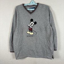 Disney Womens Sweatshirt Sz M Medium Gray Long Sleeve Mickey Mouse Excellent