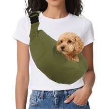 Dog Sling Carrier Adjustable with Purse Pocket Dark Green