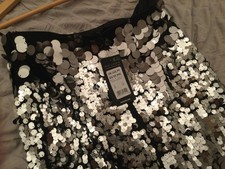 Stunning New with Tags Silver Sequin Pencil Skirt Size 8 Perfect NYE