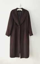 Planet Coat Chocolate Brown 80% Alpaca 20% Wool Lined Pockets Maxi VTG UK 18