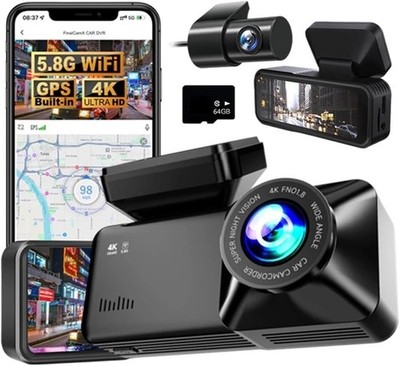 Dashcam Pro 2.0 mit 4K Vorne Hinten 5.8GHz WiFi  GPS mit Parküberwachung + 64GiY
