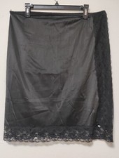 Vintage Perfectform Black Non Cling Half Slip Lace Peekaboo Large see desc USA