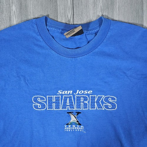 Vintage San Jose Sharks Shirt Mens XL Blue Embroidered Hockey NHL 2000s Y2K - Picture 4 of 8