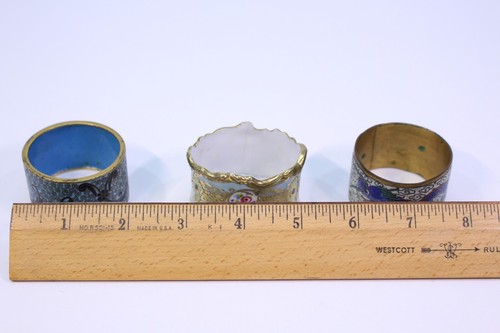 Antiguo Servilletero Anillos Oro Blanco De Colección Cloisonné Esmalte Dragón Lote Paquete Chino - Imagen 14 de 15