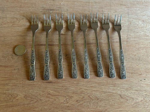 Cocktail Seafood Fork Tropic Garden Imperial Stainless 5-3/4" Lot Of 8 Flatware - Picture 2 of 24