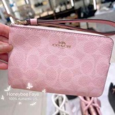 NWT Coach Corner Zip Wristlet In Signature Canvas CAQ75