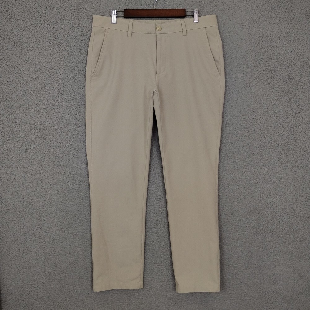 Under Armour Men 36x32 Beige Golf Chino Pants with 4 Pockets and Zipper Fly
