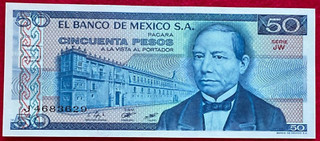 1981 Mexico Banknote 50 Pesos Benito Juarez Paper Money SERIE PREFIX