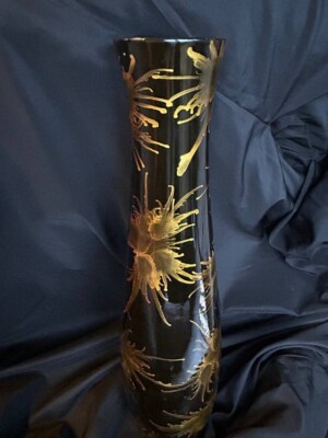 Einzigartige Art Deco Holz geschnitzte/geätzte Vase 17,25'''' geschnitzt handgefertigt handbemalt