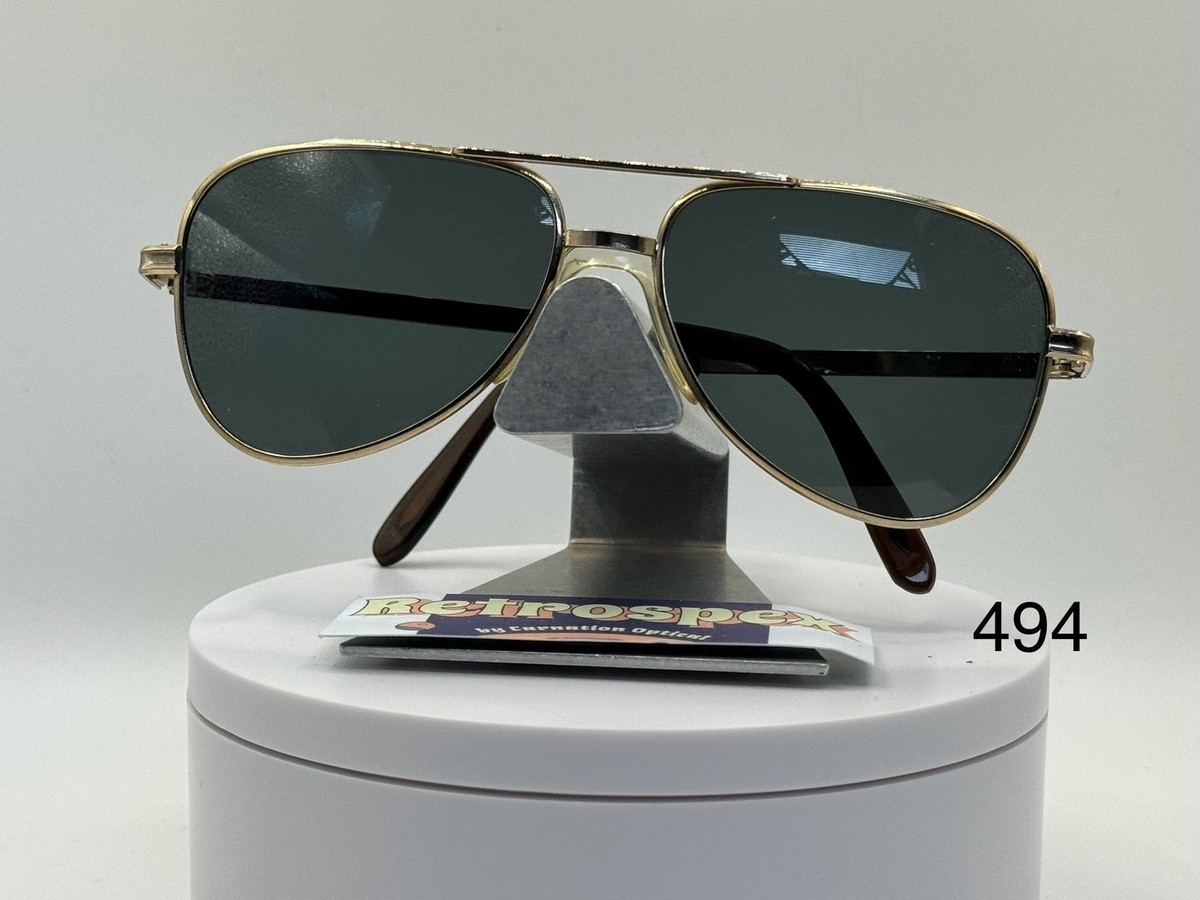 Vintage Oversize Sunglasses NOS Small Aviator Green Lens  display picture 1