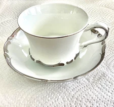 Harmony House Starlight China Platinum Edges Cup and Saucer-1963-Discontinued