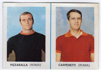 figurina CALCIATORI EDIS 1968//69 DA DISTRIBUTORE NEW ROMA PIZZABALLA CARPENETTI
