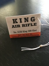 Hang Tag Repro for KING 2236 500 SHOT Air Rifle  DAISY KING PLYMOUTH, MI