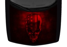 American Flag Skull Patriotic Deep Red Truck Hood Wrap Vinyl Car Graphic Decal