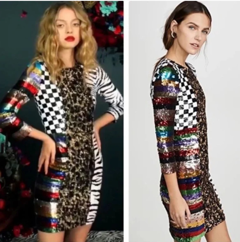 Alice And Olivia Jae Multi Sequin Patchwork Keyho… - image 5