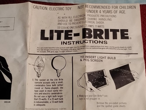 LITE BRITE 1972 CLAVIJAS JUGUETE ILUMINADO. Jugado con durante la infancia todavía funciona - Imagen 8 de 22