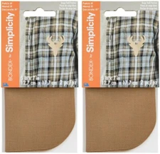 Lot of 2 ~ Bondex Iron-On Twill Patches BEIGE 4 Total Patches 5" x 7" each