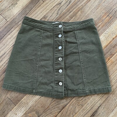 denim jeans Skirt  Size M medium Sans Souci front snap button 100%cotton