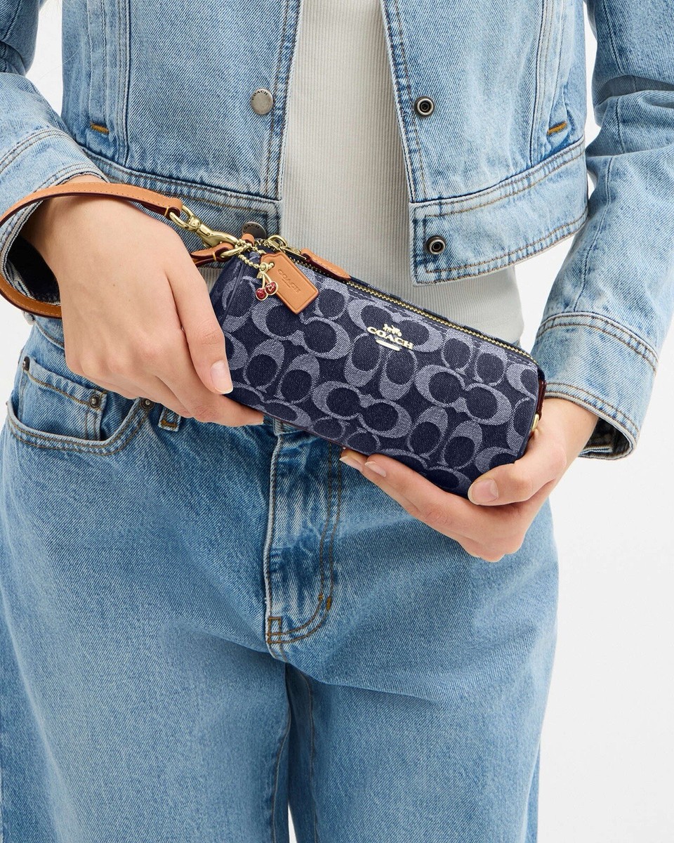 Coach NEW Nolita Barrel Bag In Signature Denim with Cherry