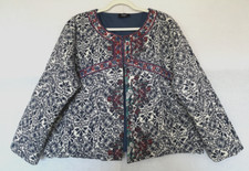 Great *klass* Navy Lined Quilted Embroidered Kimono Jacket 22