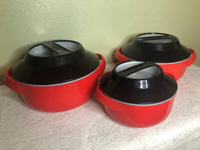 Milton Micro Wow 2500 Insulated Microwavable Inner Steel Casserole Pot Set  inRed