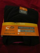 C9 Champion Duo Dry Warm Girls Thermal Underwear Crew Pant Set Black Medium