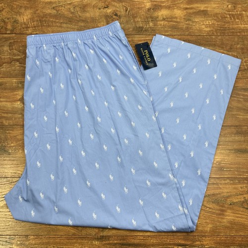 Polo Ralph Lauren Men 4XLT Blue Pajama Pant Sleepwear PJ Pony All Over Print NWT