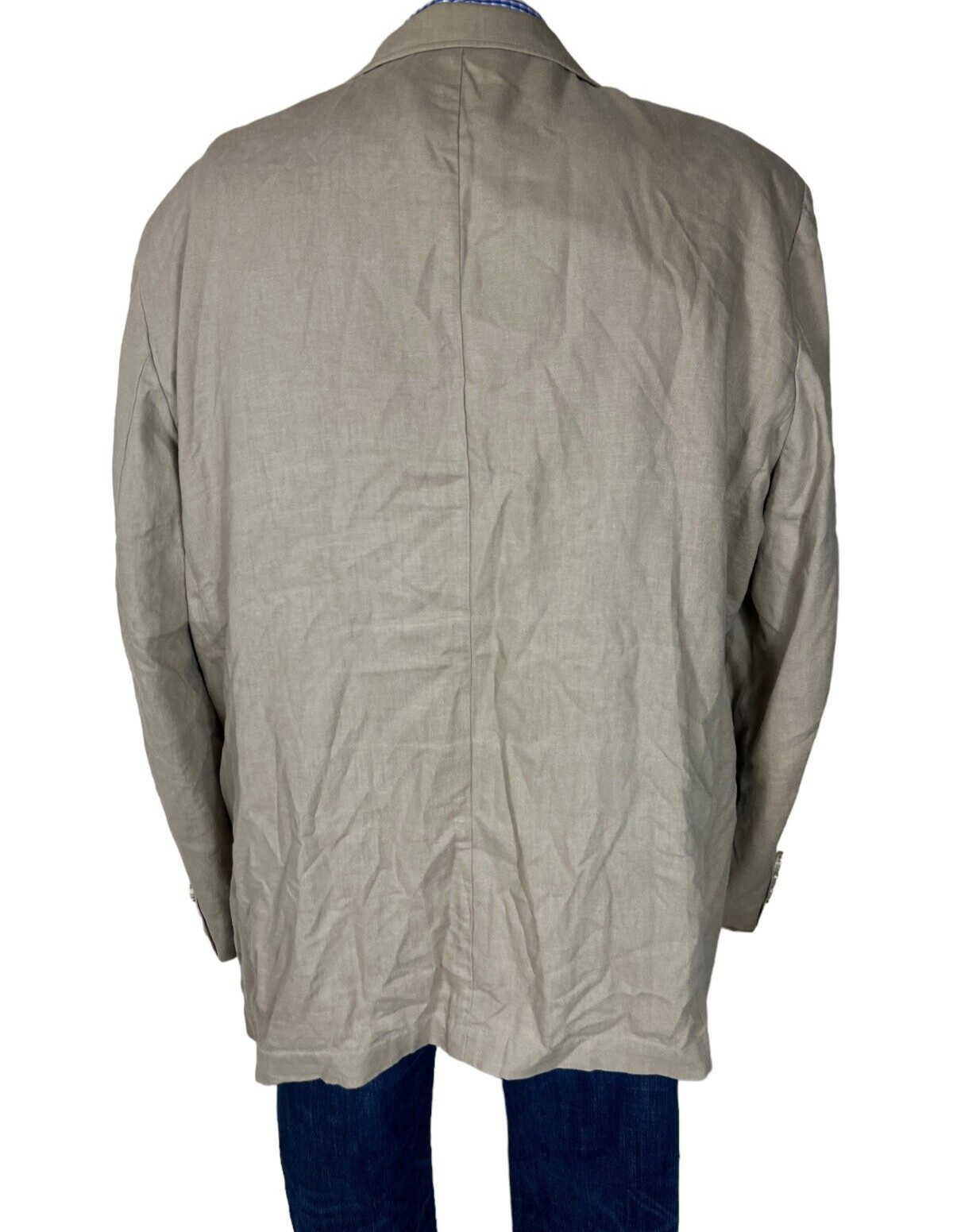 Oak Creek Sport Coat Jacket LINEN Cotton No Lining Beige Men's 46R Nice.