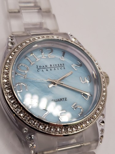 Joan Rivers Ladies Quartz Watch Gemmed 36mm Round Silver Tone Plastic Band - Picture 6 of 9