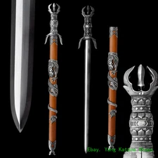 Buddhist Vajra Sword Sharp Chinese Folded Steel Dragon Saber Octahedral #1569