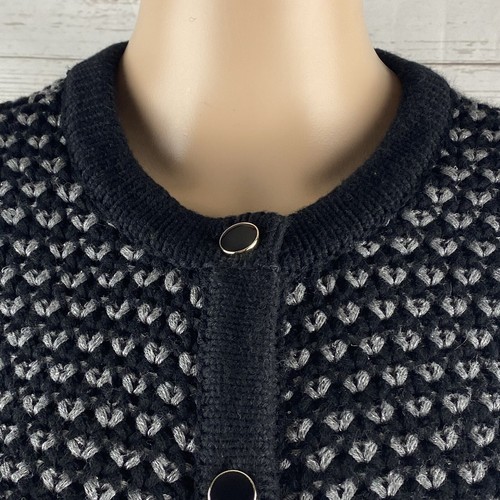 Banana Republic Cardigan Sweater XS Black Gray Metallic Silver Knit Classic Look - Picture 2 of 12
