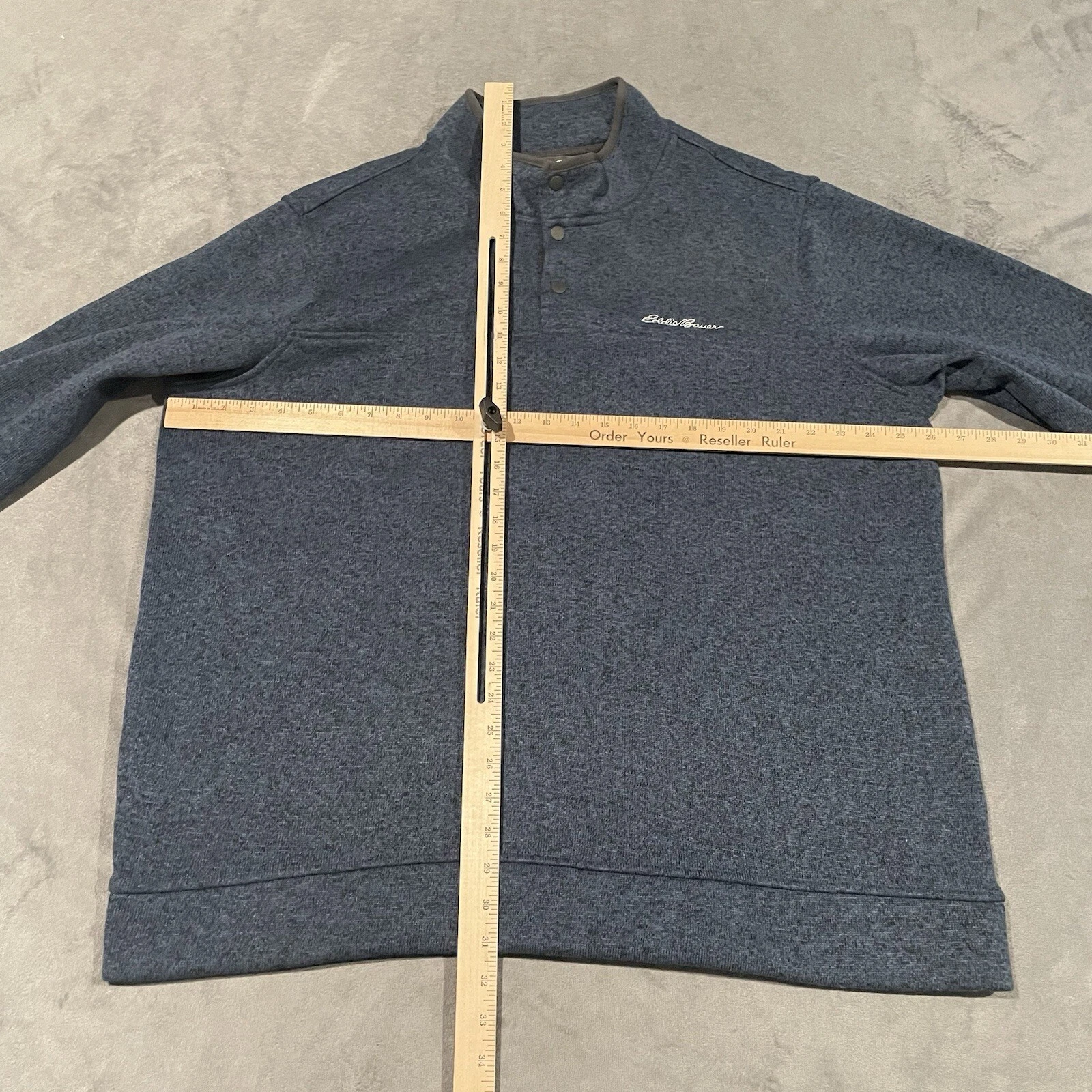 VETEMENTS Maglione Eddie Bauer uomo XXL blu pile finto collo felpa a scatto