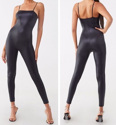 black sleeveless catsuit