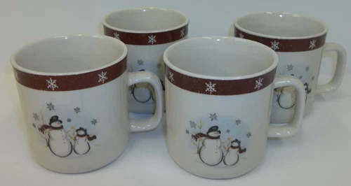 Set of 4 Royal Seasons Stoneware Tea Coffee Mugs Cups Christmas Winter Snowman