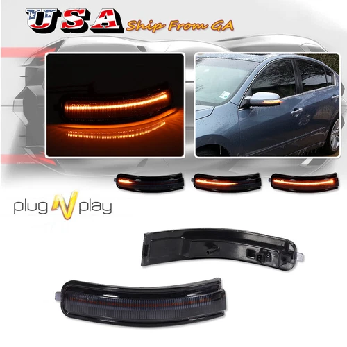 Smoke Sequential Amber LED Side Mirror Turn Signal Light For 09-14 Nissan Maxima