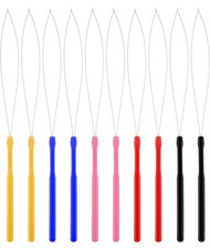 10 Pack Hair Extension Loop Needle Thread Pulling Hook Tool Bead I-tips
