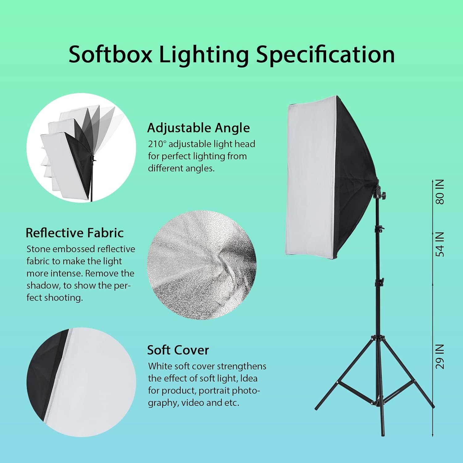 Digital Photography Lighting Kit 3 Backdrop Umbrella Softbox Equipment w/stand