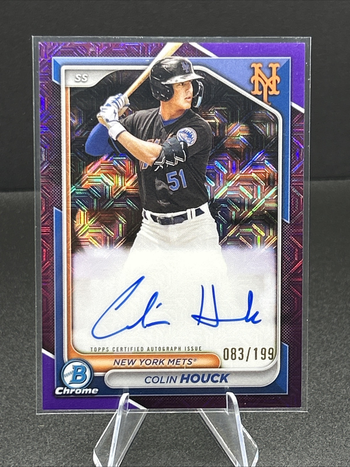 2024 Bowman Chrome Mega #BMA-CH Colin Houck Purple Mojo Refractor Auto /199 Mets