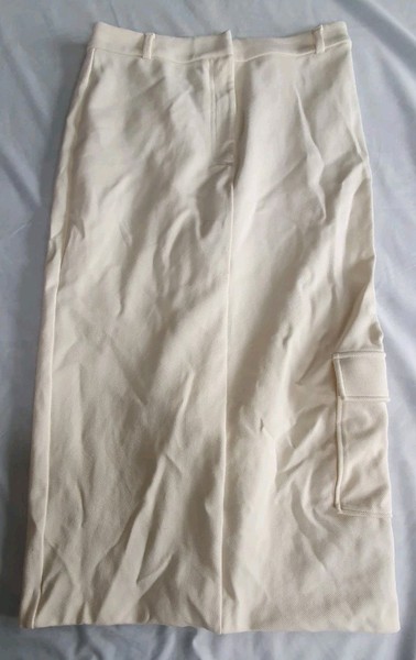 COS Beige Cotton Blend Cargo Midi Skirt, Pockets, Zip Closure, Size M