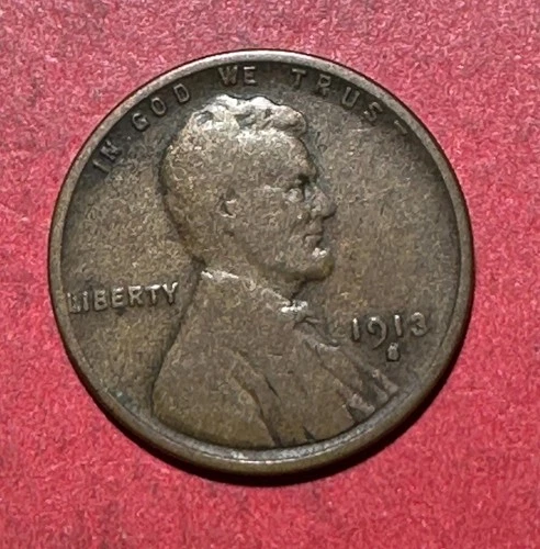 1913S US LINCOLN Cent! "San Francisco" Mint! Lower Mintage! Very Good! Old Coin