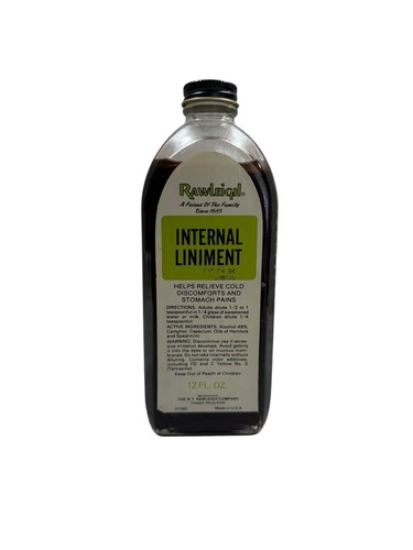 Vintage Rawleigh's Internal Liniment Bottle With Cap Contents 12 Oz Glasflasche