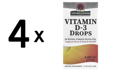 4 x Natures Answer Vitamin D-3 Drops, 4000IU - 15 ml. (915,83 EUR/L)